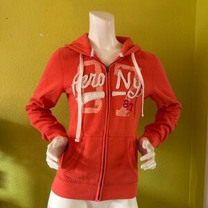 Orange Aeropostale Zip-up Sweater